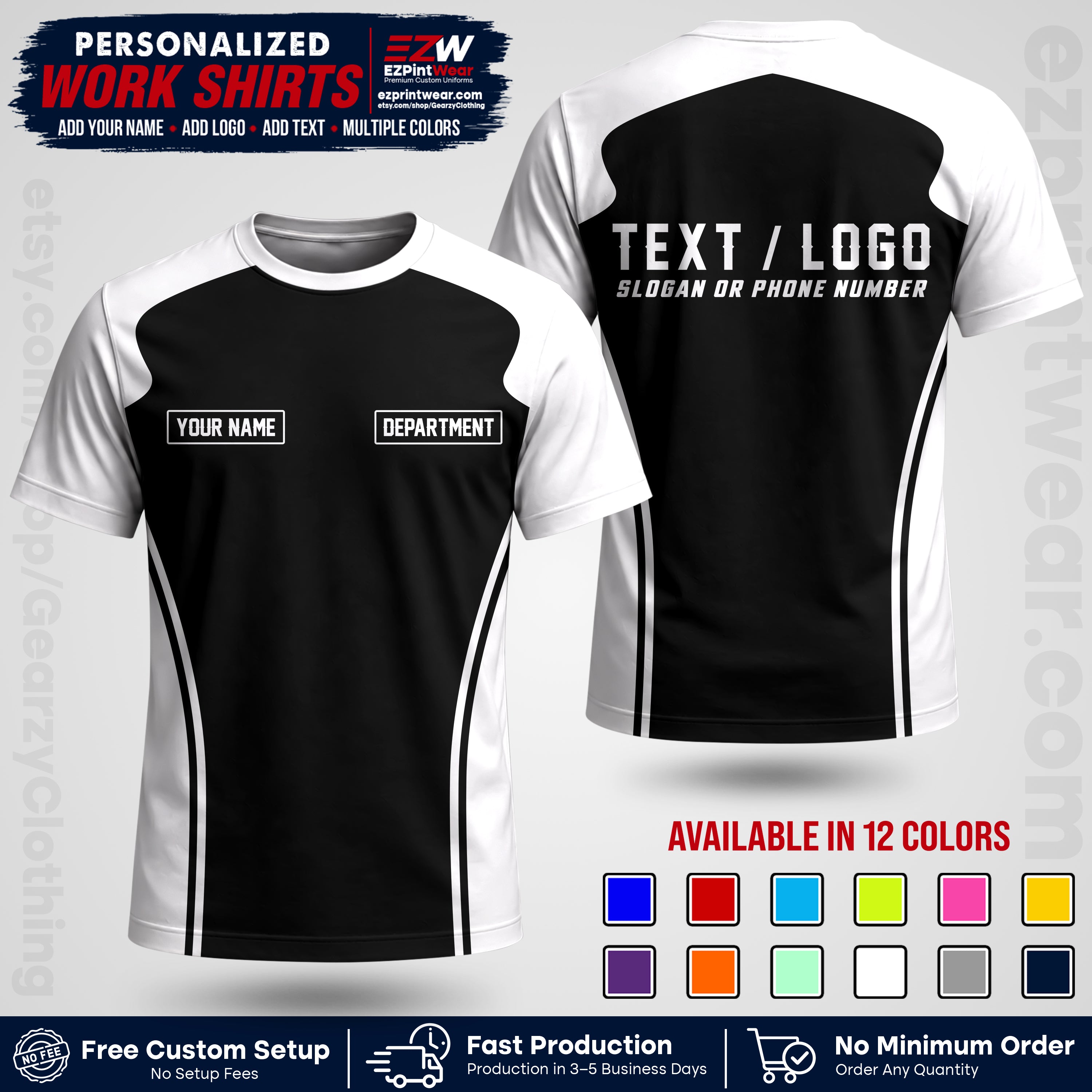 Custom All Over Print Work Uniform Shirt with Name, Logo & Text | Custom Hawaiian Shirt | Company Shirt | Employee Uniform UNF16