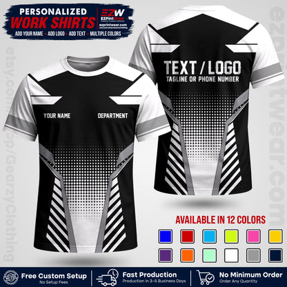 Custom All Over Print Work Uniform Shirt with Name, Logo & Text | Custom Hawaiian Shirt | Company Shirt | Employee Uniform UNF06