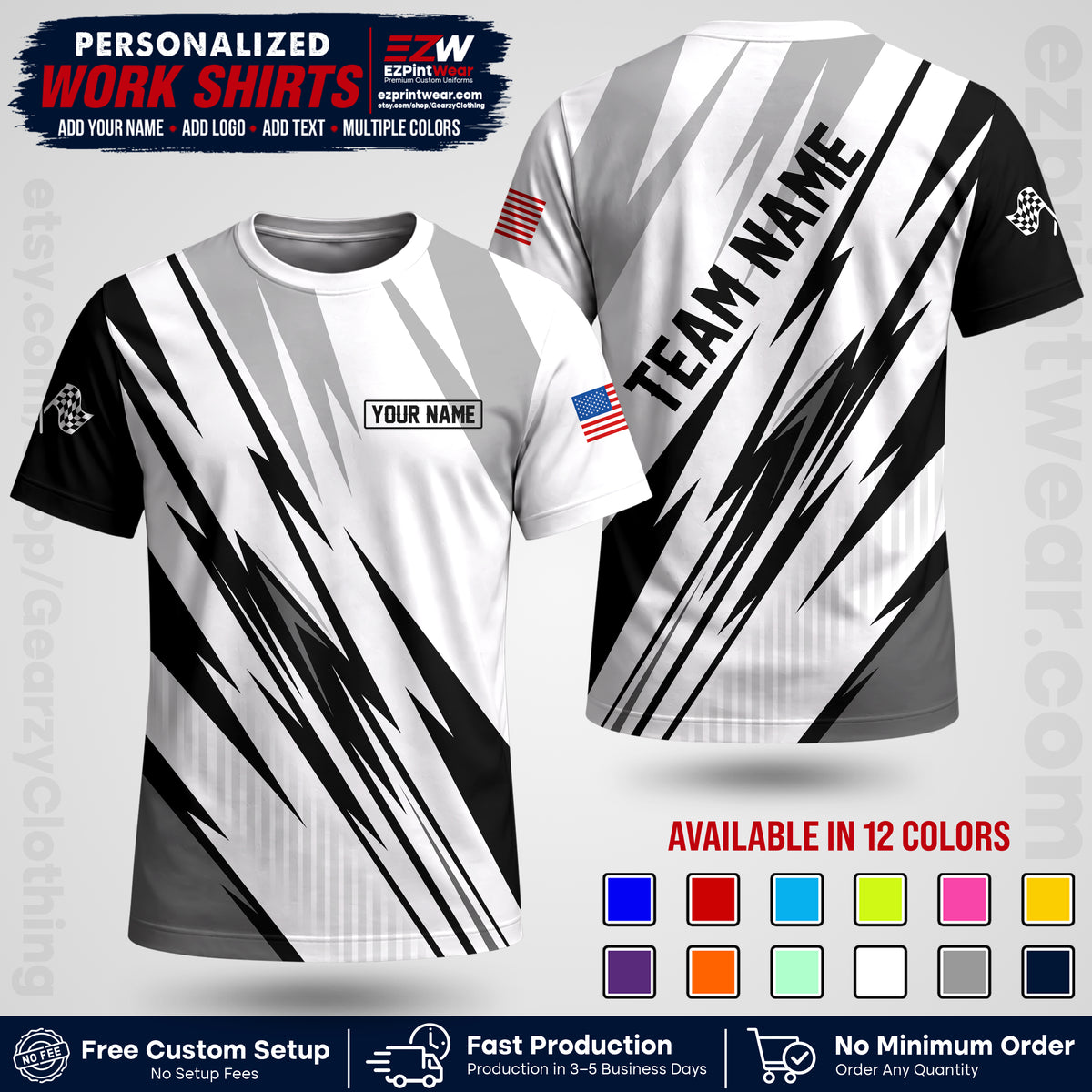 Custom Racing Shirt with Name, Logo & Text | Race Team Uniform | Crew Apparel RC15