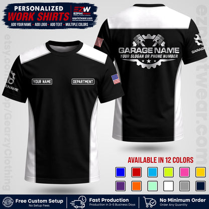 Custom Mechanic Work Shirt with Name, Logo & Text | Auto Shop Uniform | Workwear MCN 07