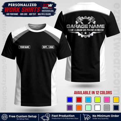 Custom Mechanic Work Shirt with Name, Logo & Text | Auto Shop Uniform | Workwear MCN 06
