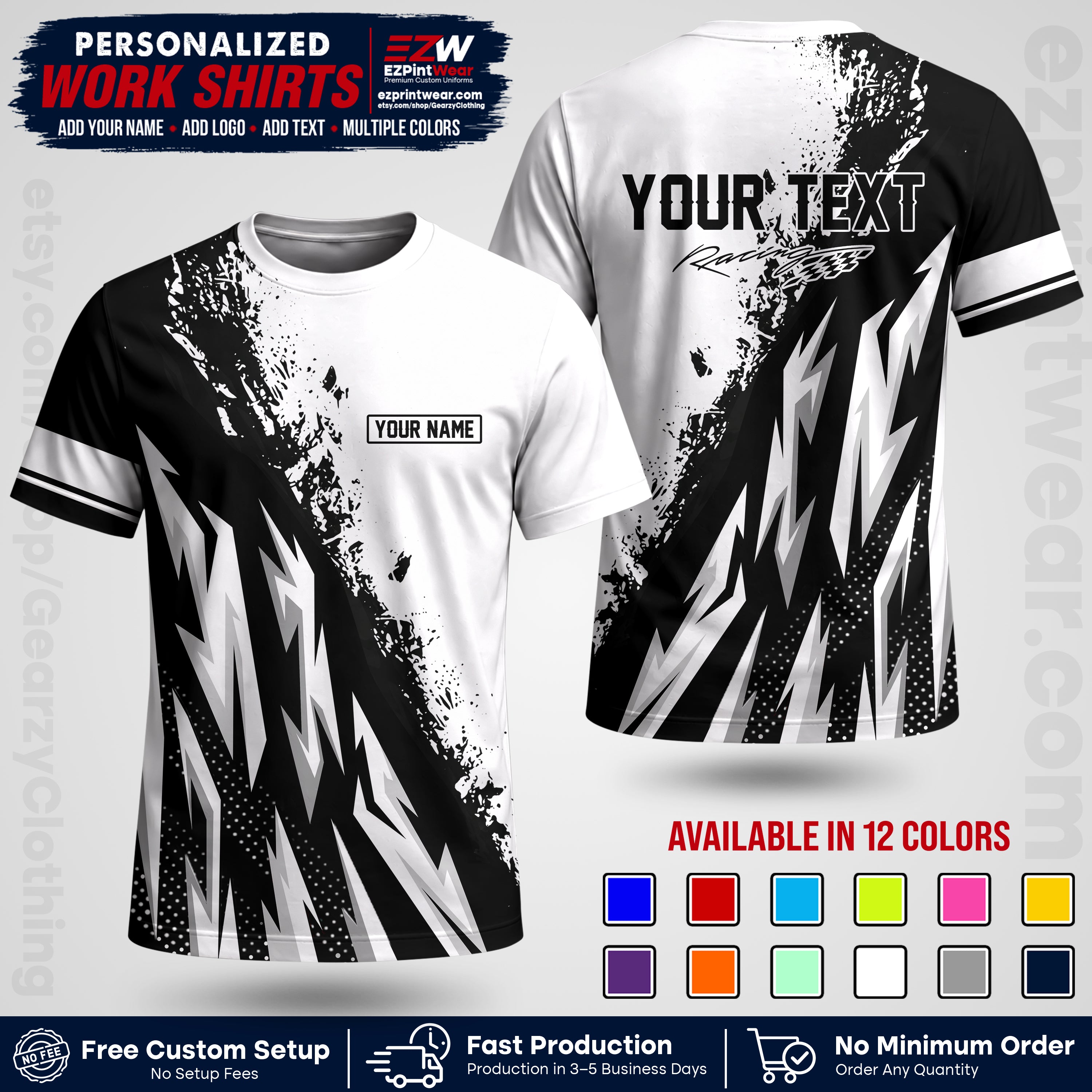 Custom Racing Shirt with Name, Logo & Text | Race Team Uniform | Crew Apparel RC08