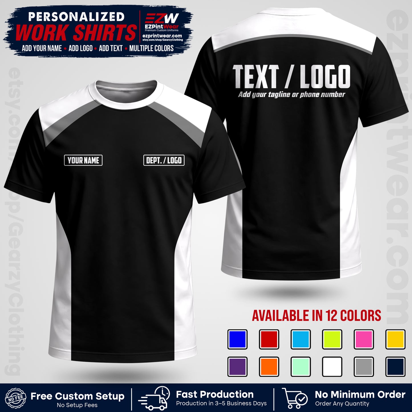 Custom All Over Print Work Uniform Shirt with Name, Logo & Text | Custom Hawaiian Shirt | Company Shirt | Employee Uniform UNF04