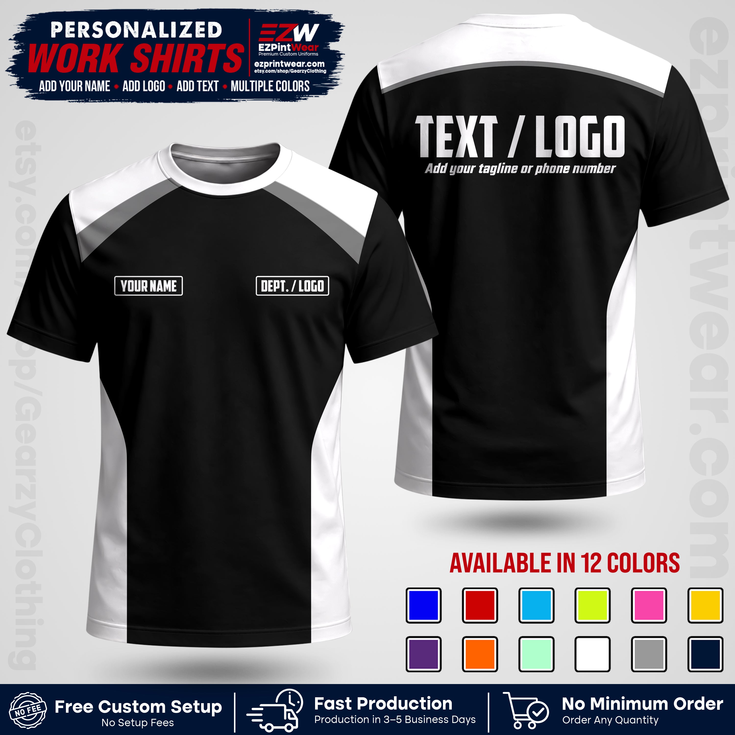 Custom All Over Print Work Uniform Shirt with Name, Logo & Text | Custom Hawaiian Shirt | Company Shirt | Employee Uniform UNF04