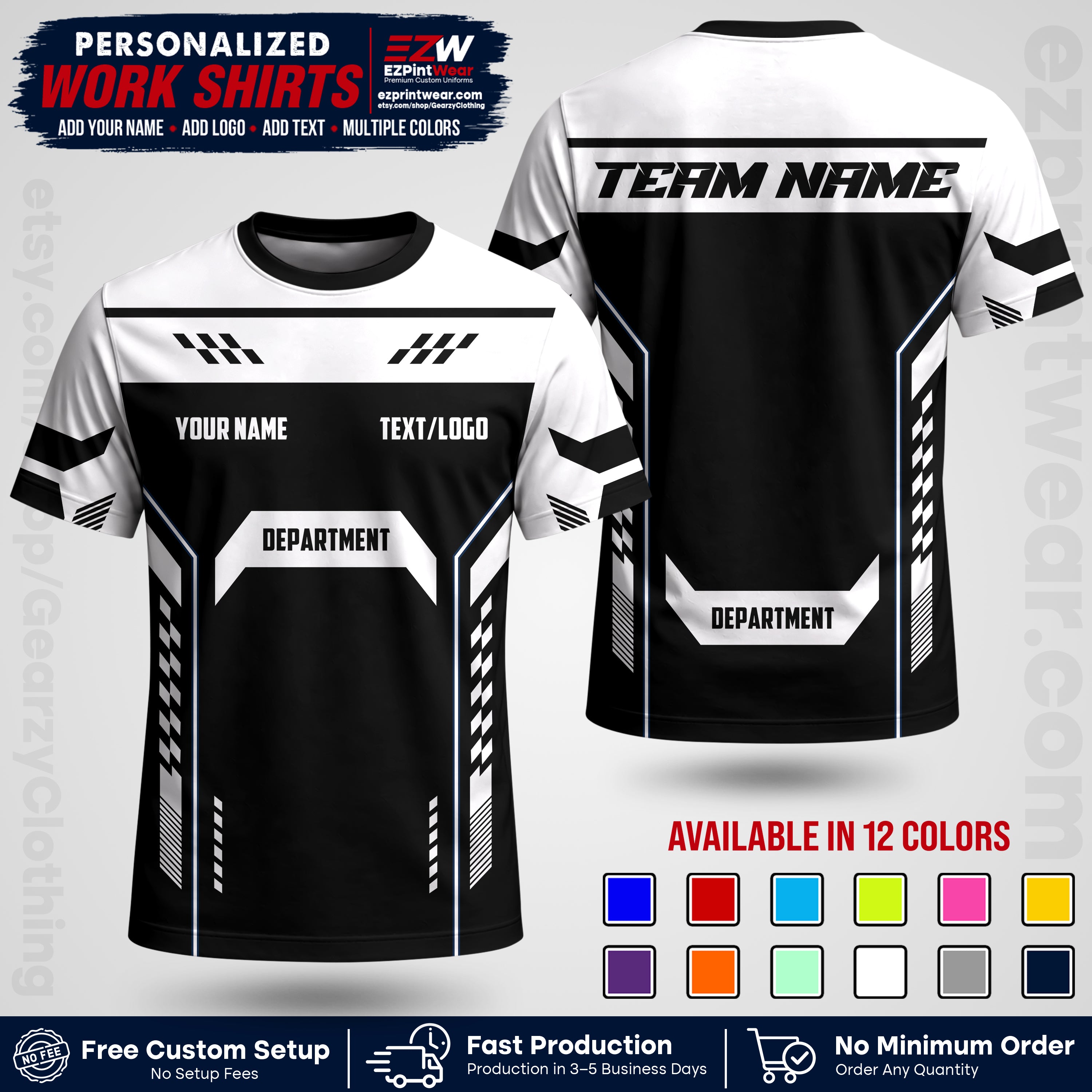 Custom All Over Print Work Uniform Shirt with Name, Logo & Text | Custom Hawaiian Shirt | Company Shirt | Employee Uniform UNF18