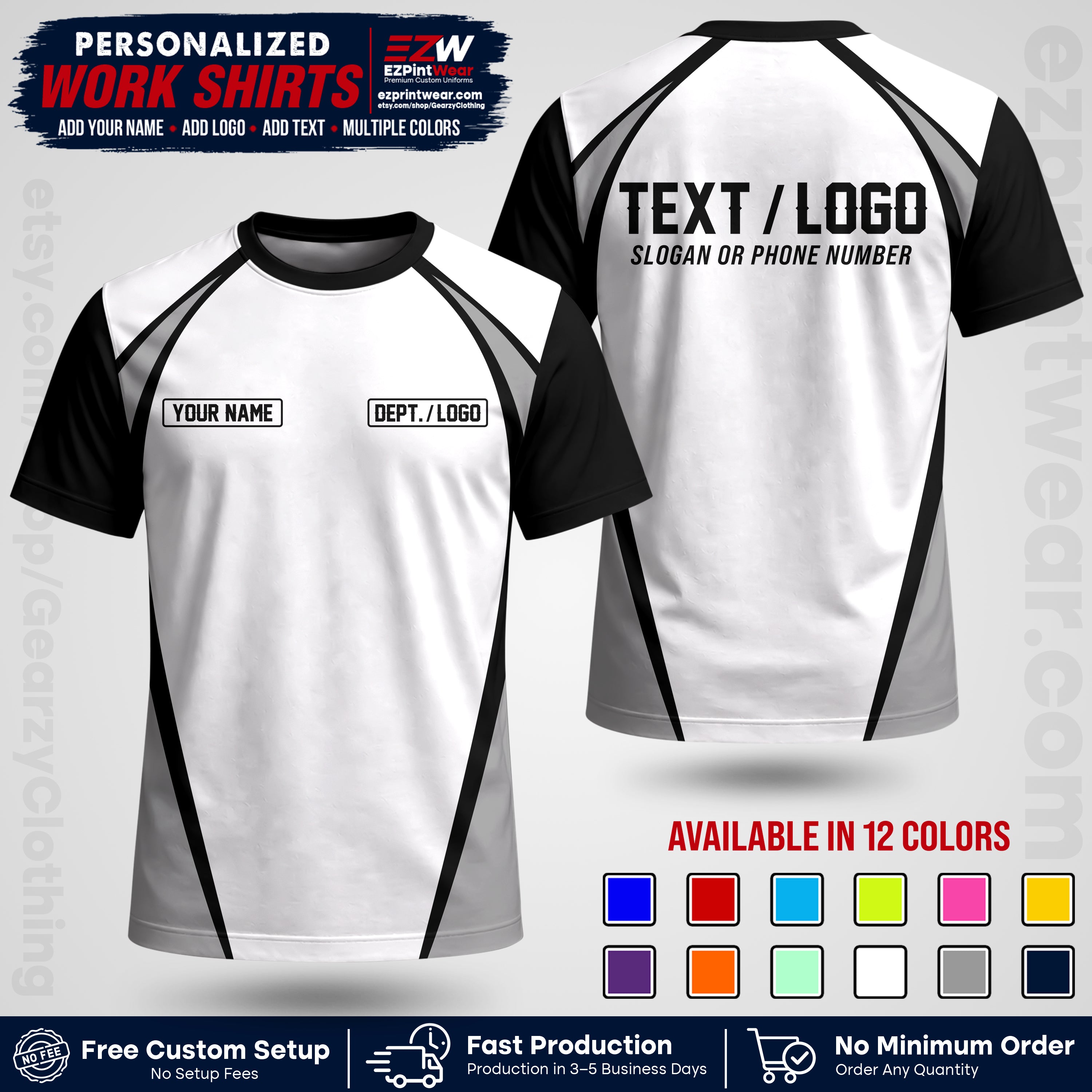 Custom All Over Print Work Uniform Shirt with Name, Logo & Text | Custom Hawaiian Shirt | Company Shirt | Employee Uniform UNF20