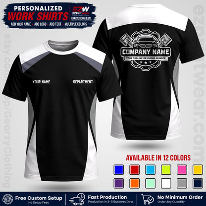 Custom Mechanic Work Shirt with Name, Logo & Text | Auto Shop Uniform | Workwear MCN 08