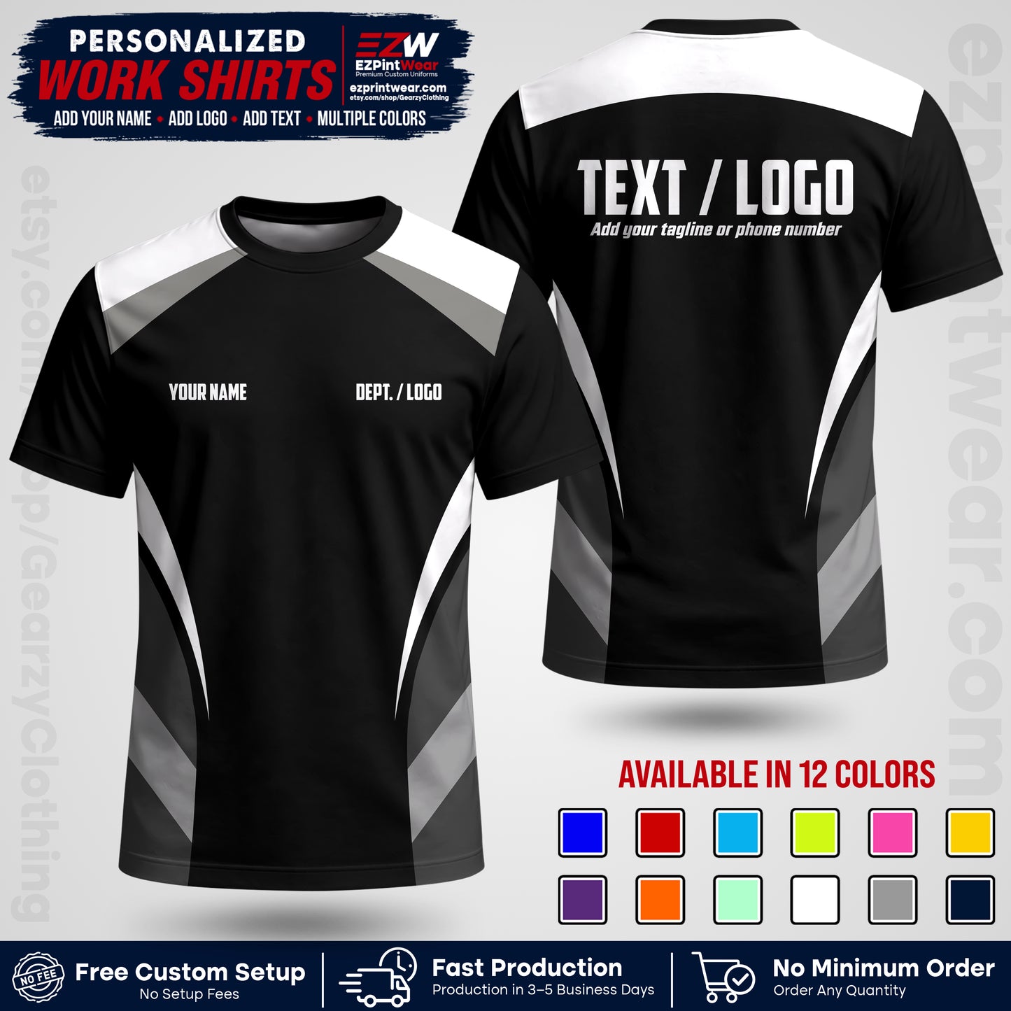 Custom All Over Print Work Uniform Shirt with Name, Logo & Text | Custom Hawaiian Shirt | Company Shirt | Employee Uniform UNF03