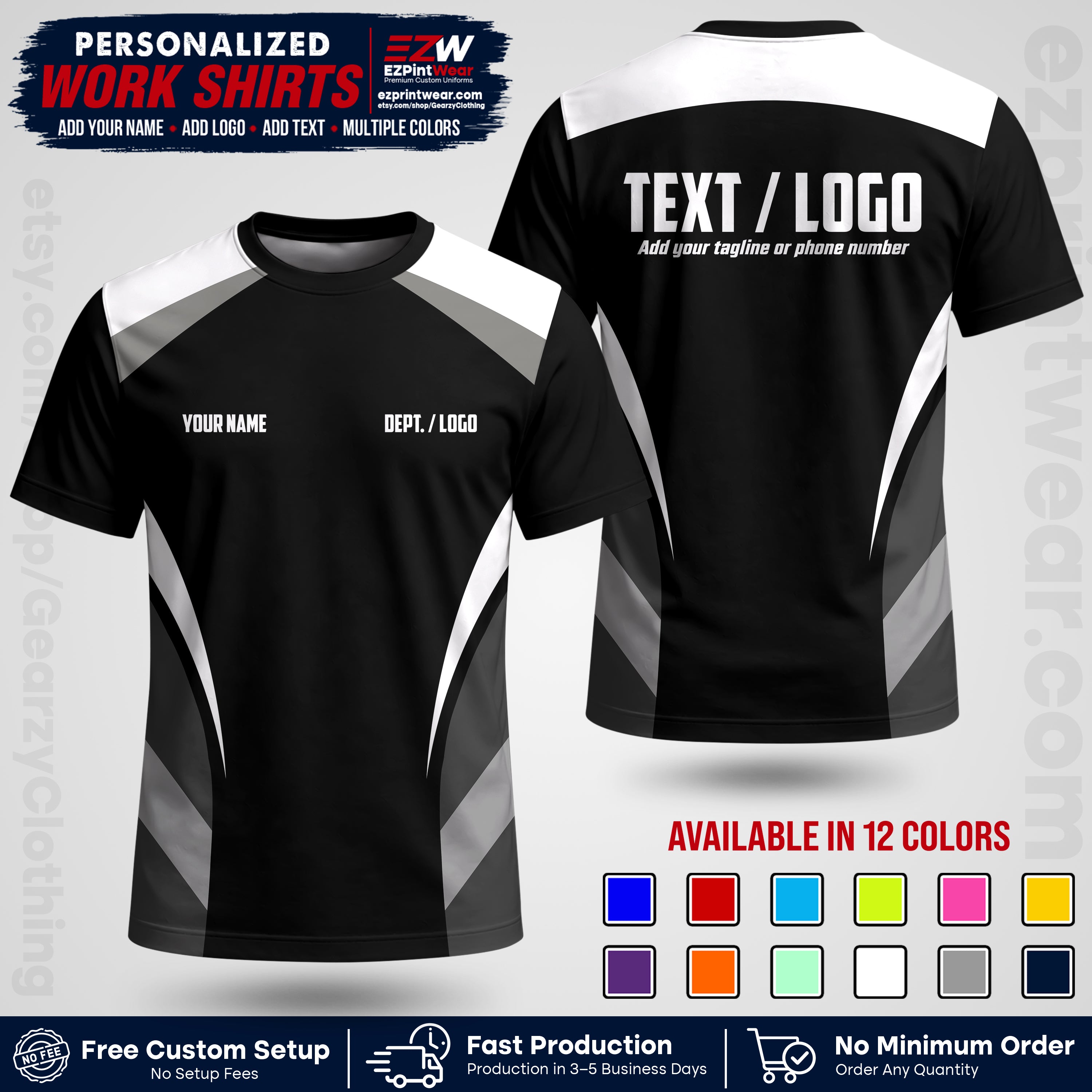 Custom All Over Print Work Uniform Shirt with Name, Logo & Text | Custom Hawaiian Shirt | Company Shirt | Employee Uniform UNF03