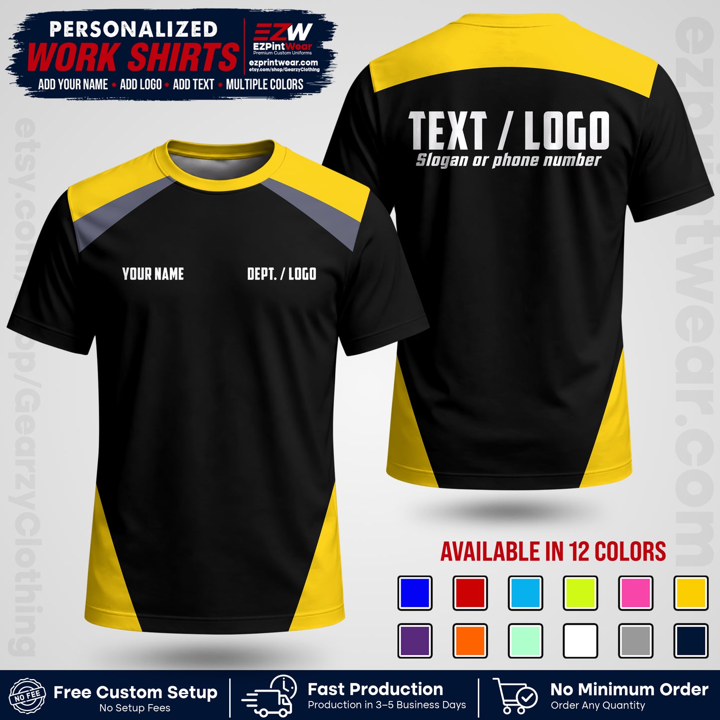 Custom All Over Print Work Uniform Shirt with Name, Logo & Text | Custom Hawaiian Shirt | Company Shirt | Employee Uniform UNF02