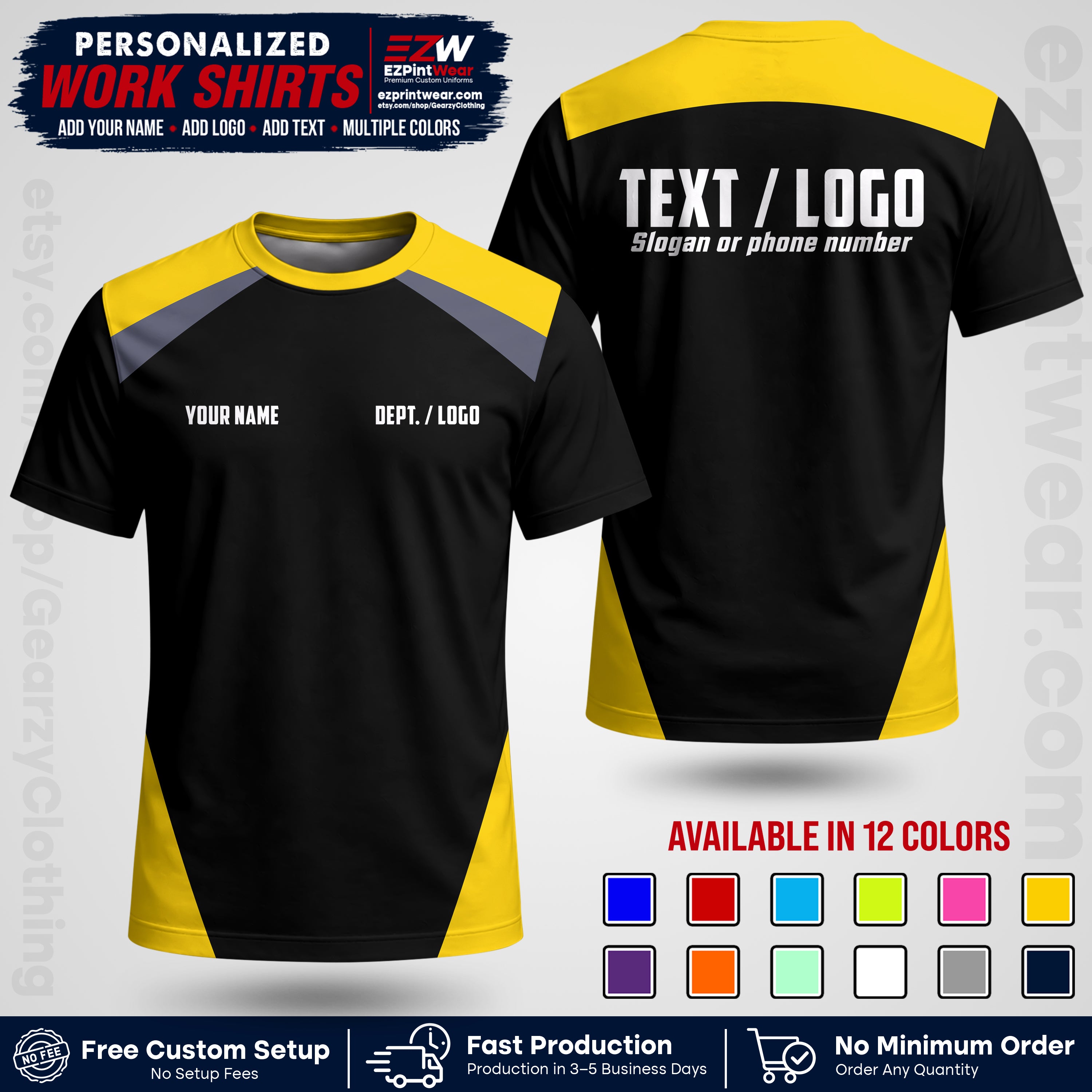 Custom All Over Print Work Uniform Shirt with Name, Logo & Text | Custom Hawaiian Shirt | Company Shirt | Employee Uniform UNF02