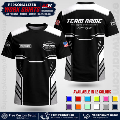 Custom Racing Shirt with Name, Logo & Text | Race Team Uniform | Crew Apparel RC10