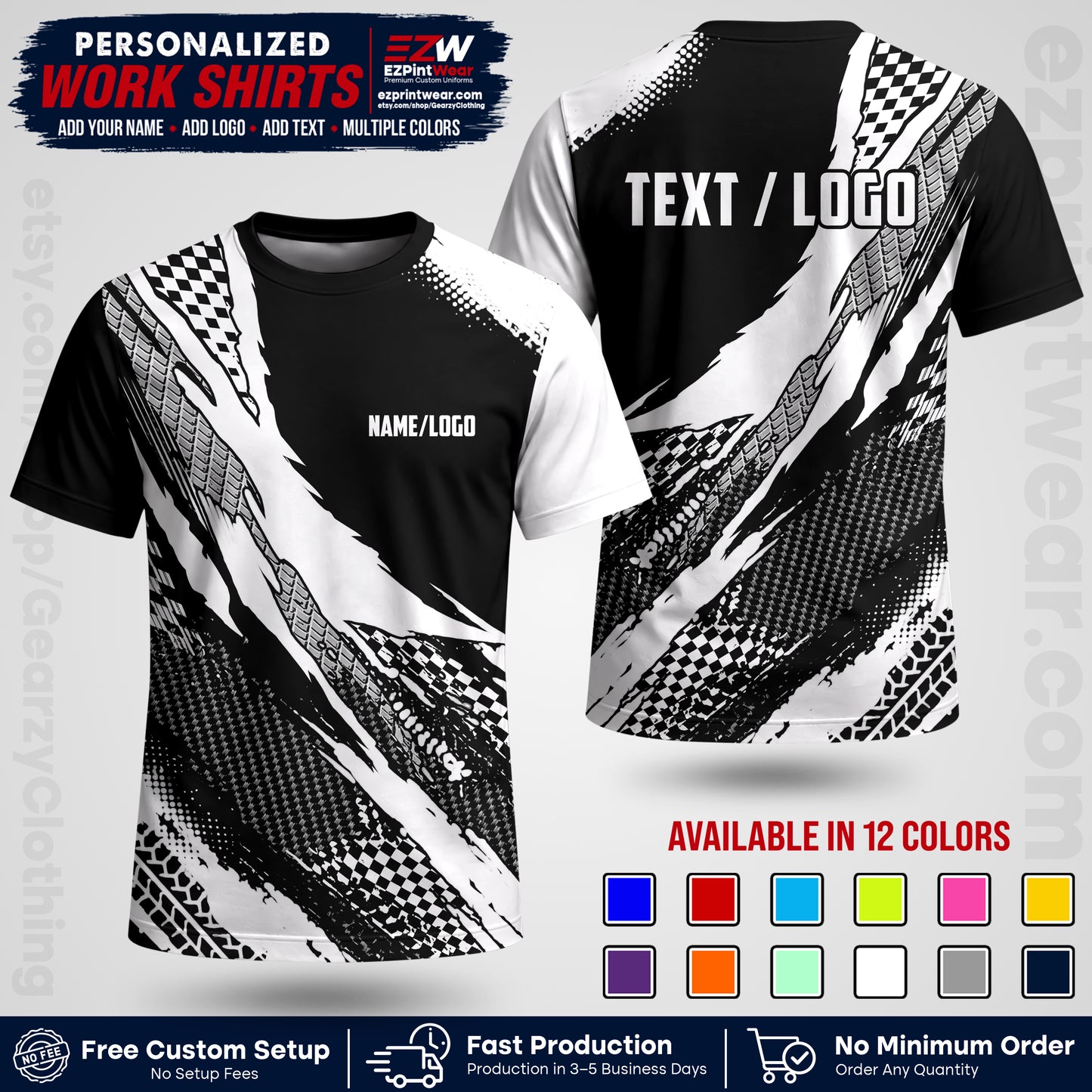 Custom Racing Shirt with Name, Logo & Text | Race Team Uniform | Crew Apparel RC05