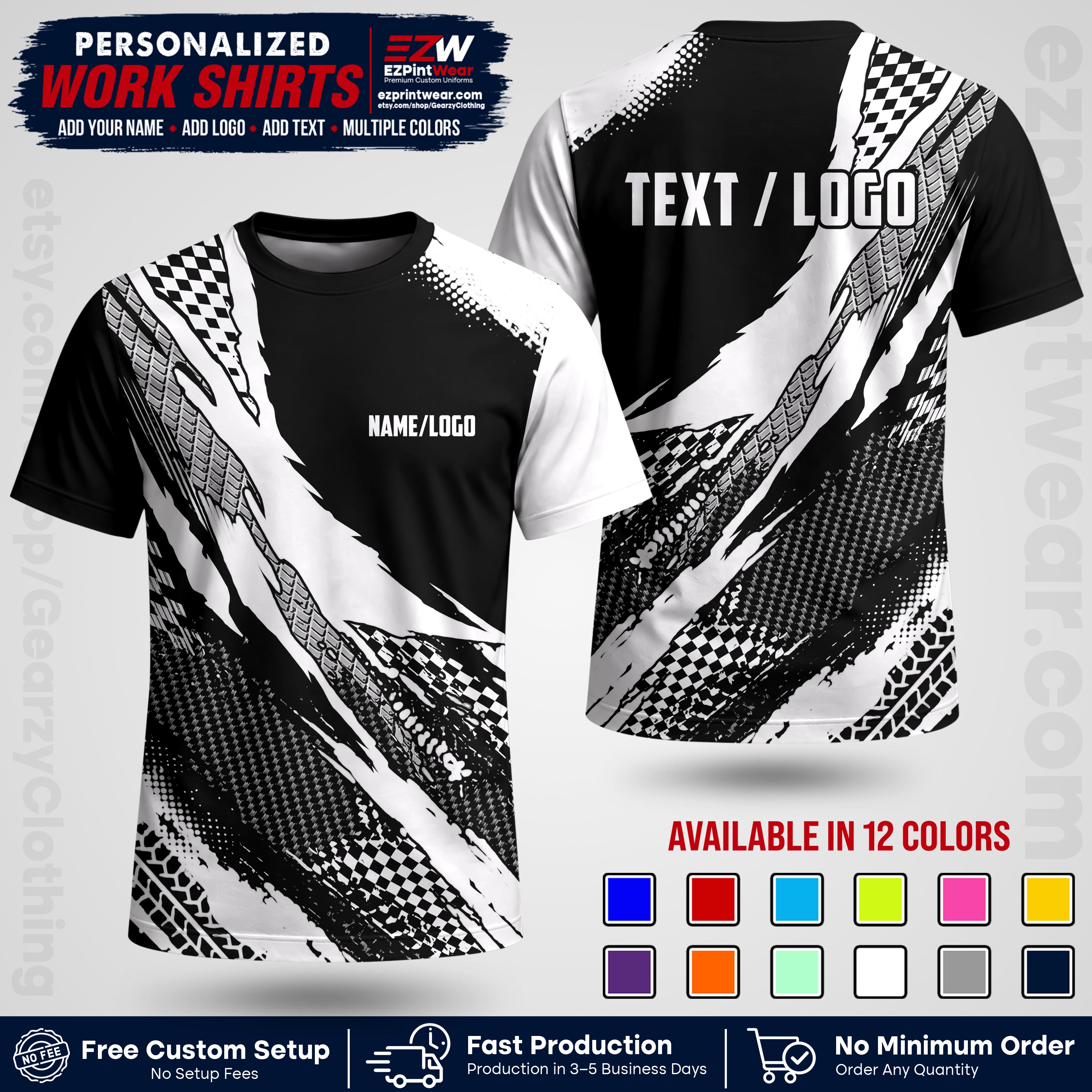 Custom Racing Shirt with Name, Logo & Text | Race Team Uniform | Crew Apparel RC05