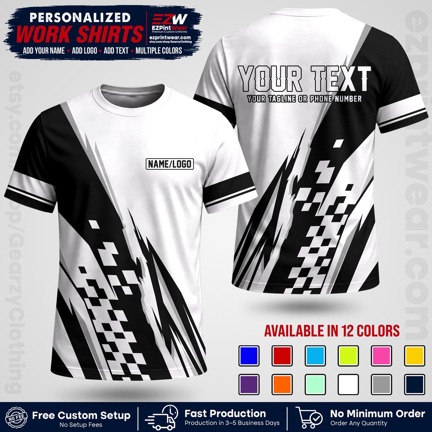 Custom Racing Shirt with Name, Logo & Text | Race Team Uniform | Crew Apparel RC04
