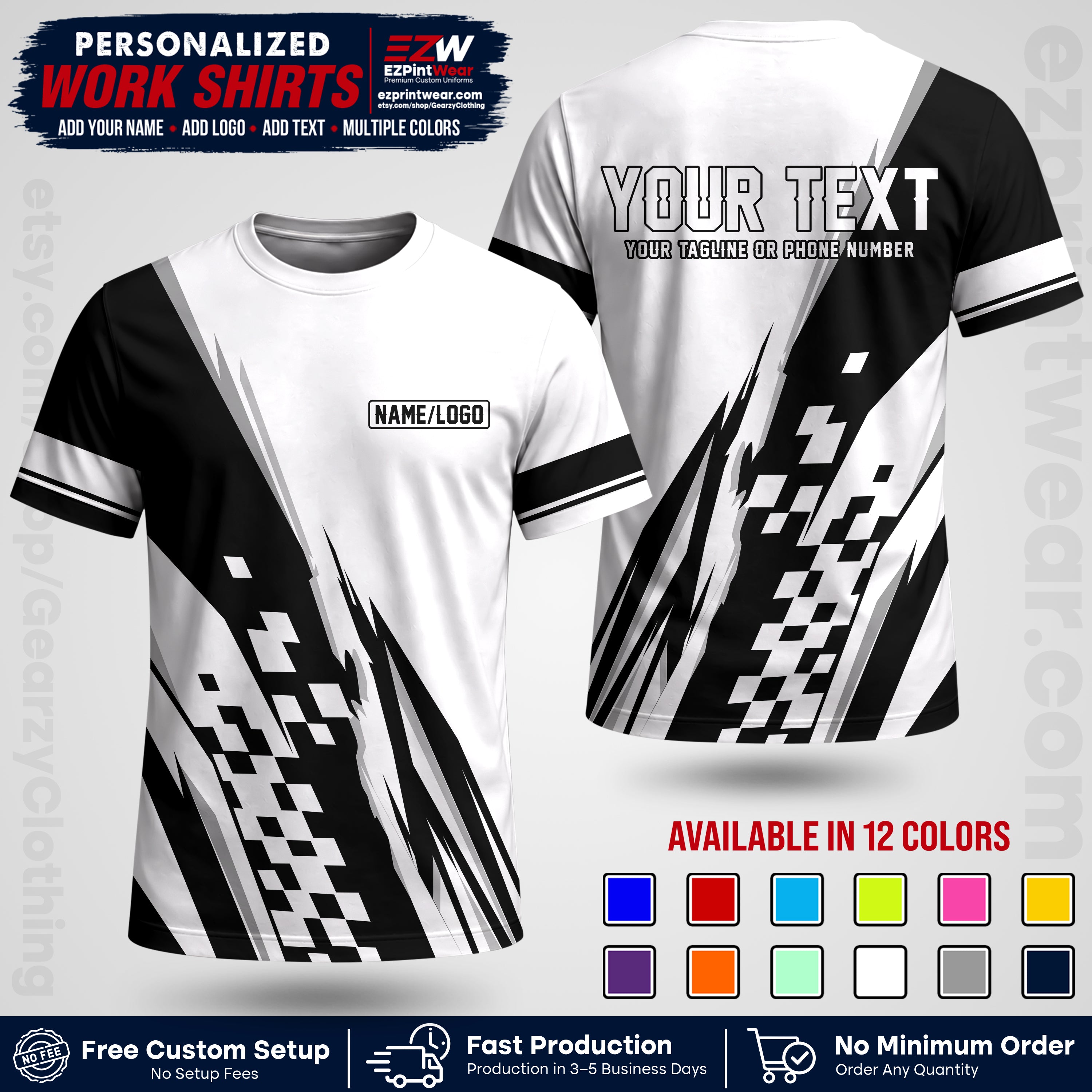 Custom Racing Shirt with Name, Logo & Text | Race Team Uniform | Crew Apparel RC04