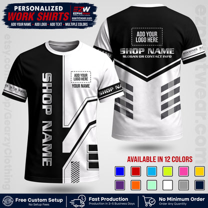 Custom All Over Print Work Uniform Shirt with Name, Logo & Text | Custom Hawaiian Shirt | Company Shirt | Employee Uniform UNF11
