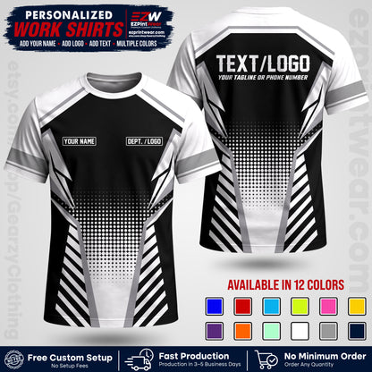 Custom All Over Print Work Uniform Shirt with Name, Logo & Text | Custom Hawaiian Shirt | Company Shirt | Employee Uniform UNF14