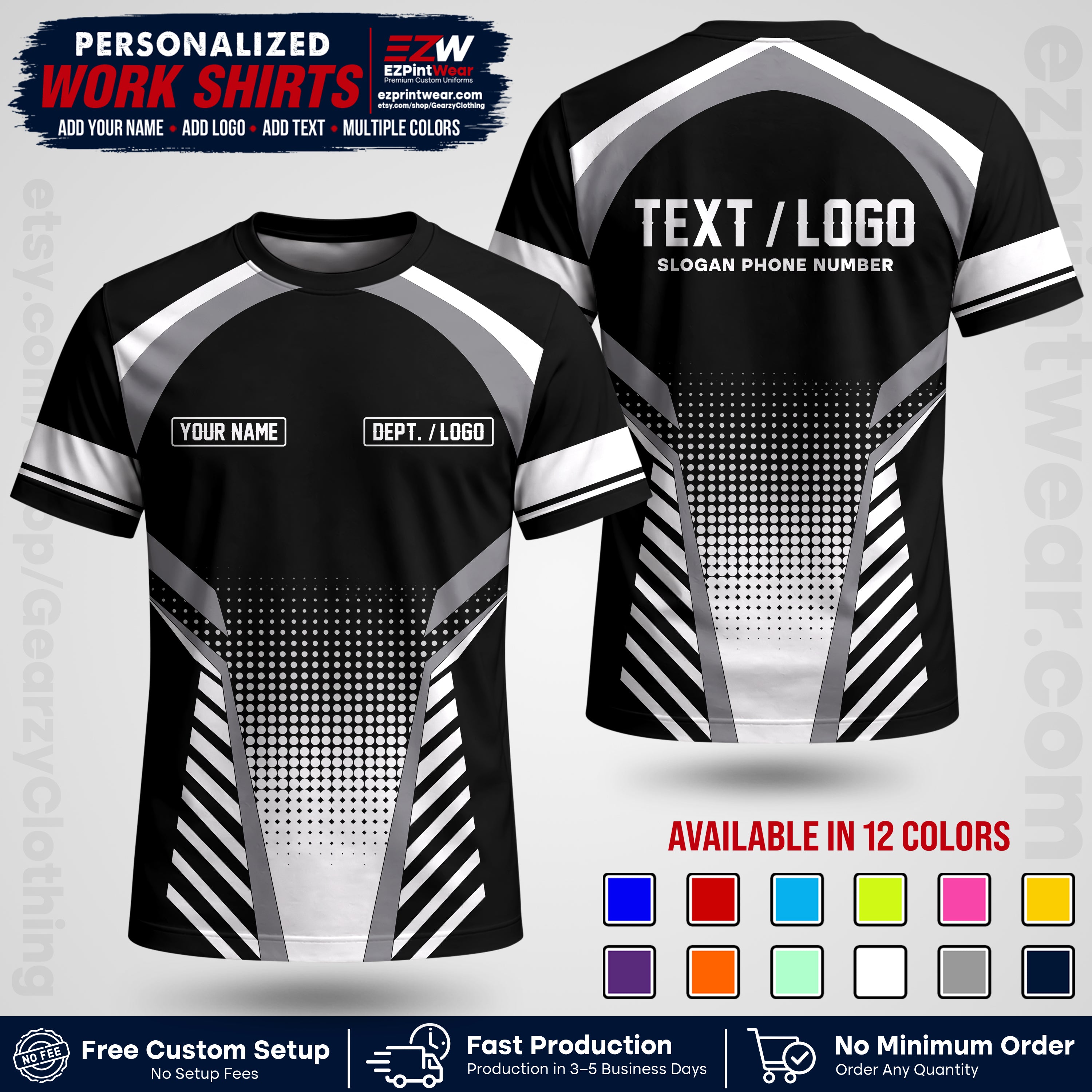 Custom All Over Print Work Uniform Shirt with Name, Logo & Text | Custom Hawaiian Shirt | Company Shirt | Employee Uniform UNF19