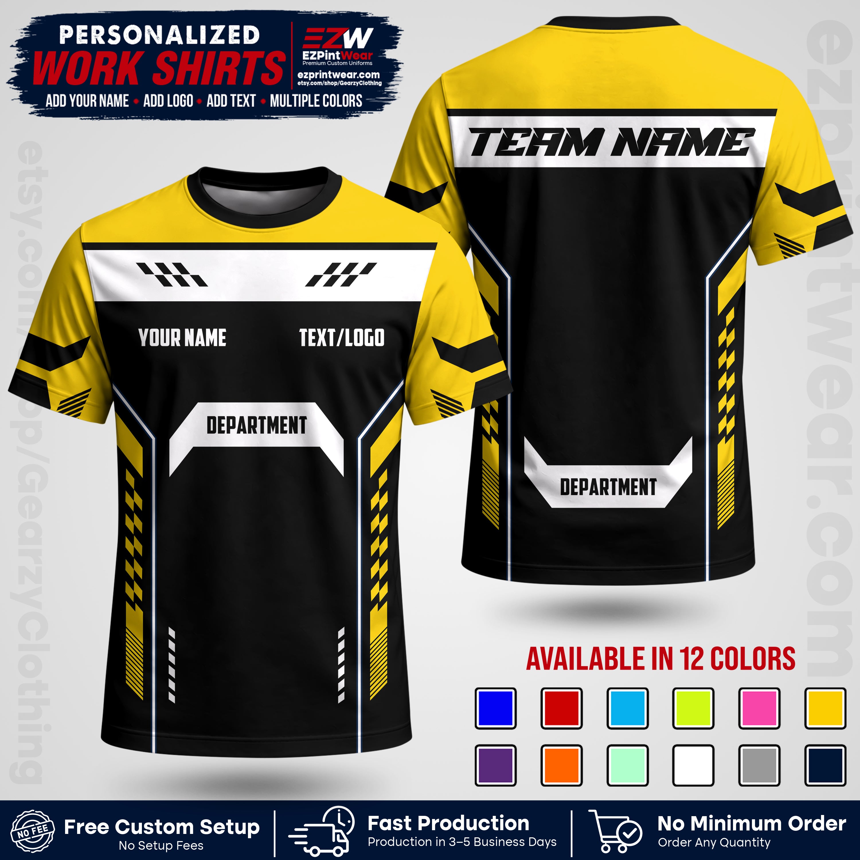 Custom All Over Print Work Uniform Shirt with Name, Logo & Text | Custom Hawaiian Shirt | Company Shirt | Employee Uniform UNF18