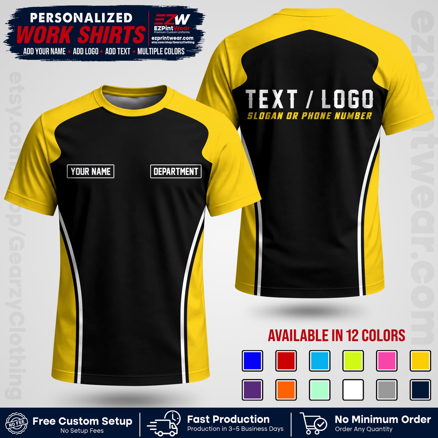 Custom All Over Print Work Uniform Shirt with Name, Logo & Text | Custom Hawaiian Shirt | Company Shirt | Employee Uniform UNF16