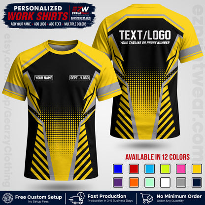 Custom All Over Print Work Uniform Shirt with Name, Logo & Text | Custom Hawaiian Shirt | Company Shirt | Employee Uniform UNF14