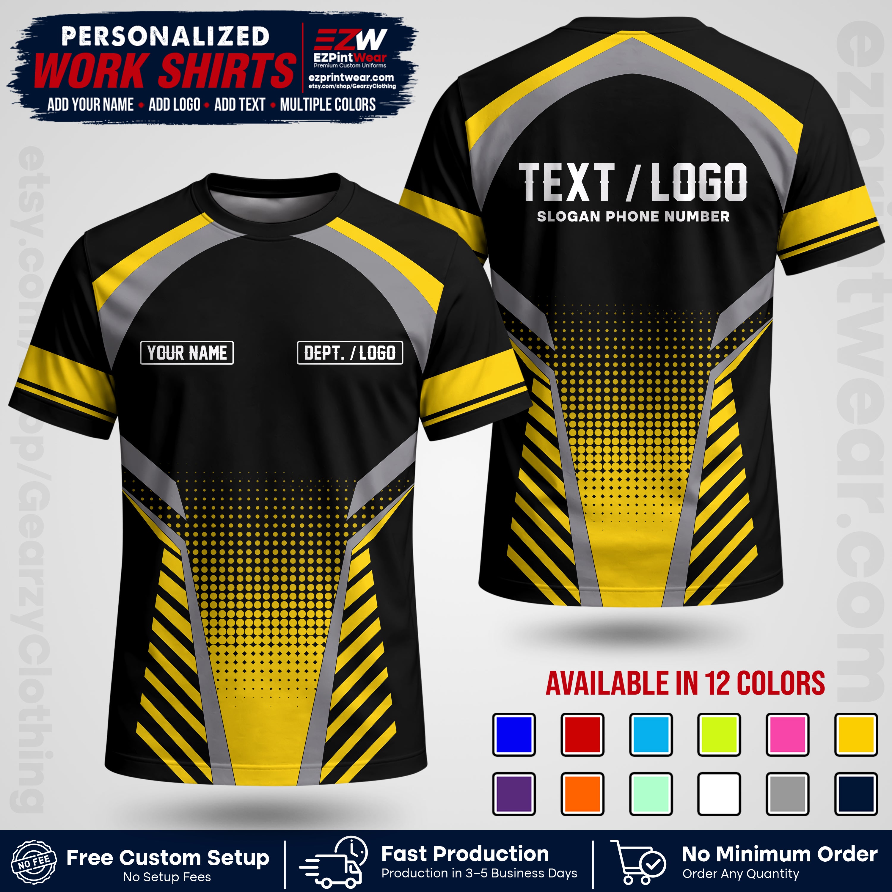 Custom All Over Print Work Uniform Shirt with Name, Logo & Text | Custom Hawaiian Shirt | Company Shirt | Employee Uniform UNF19