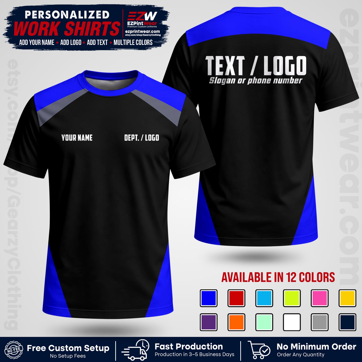 Custom All Over Print Work Uniform Shirt with Name, Logo & Text | Custom Hawaiian Shirt | Company Shirt | Employee Uniform UNF02