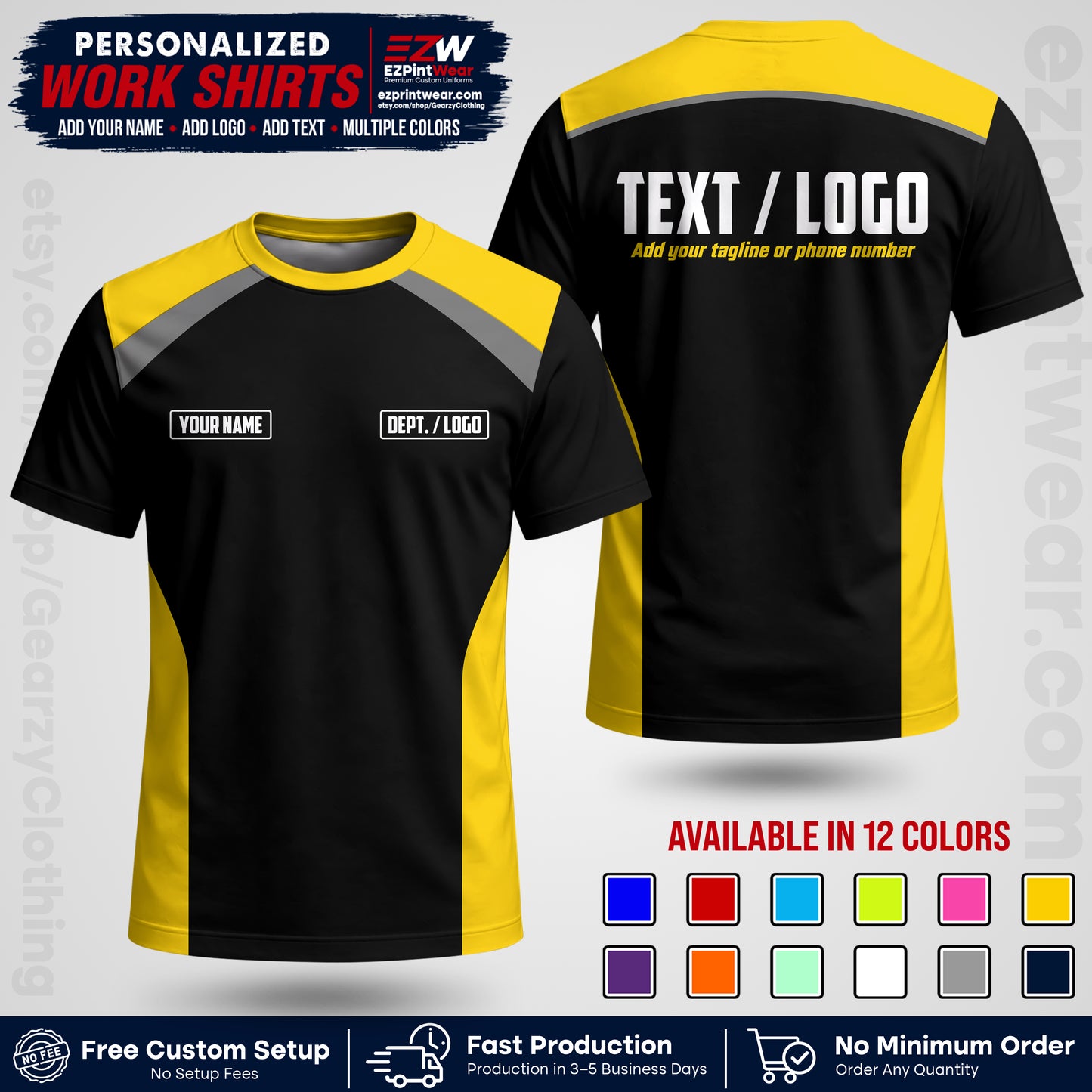 Custom All Over Print Work Uniform Shirt with Name, Logo & Text | Custom Hawaiian Shirt | Company Shirt | Employee Uniform UNF04