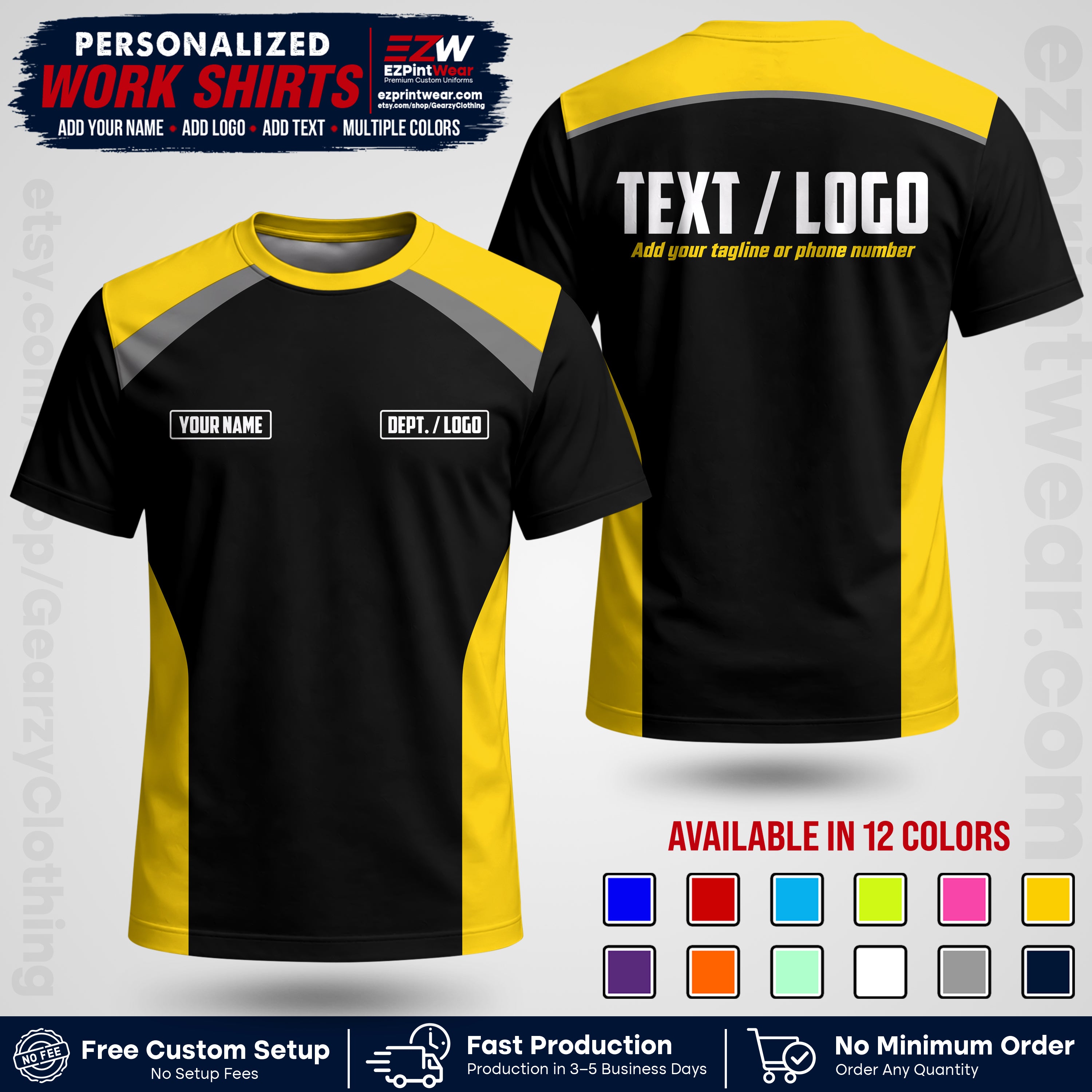 Custom All Over Print Work Uniform Shirt with Name, Logo & Text | Custom Hawaiian Shirt | Company Shirt | Employee Uniform UNF04