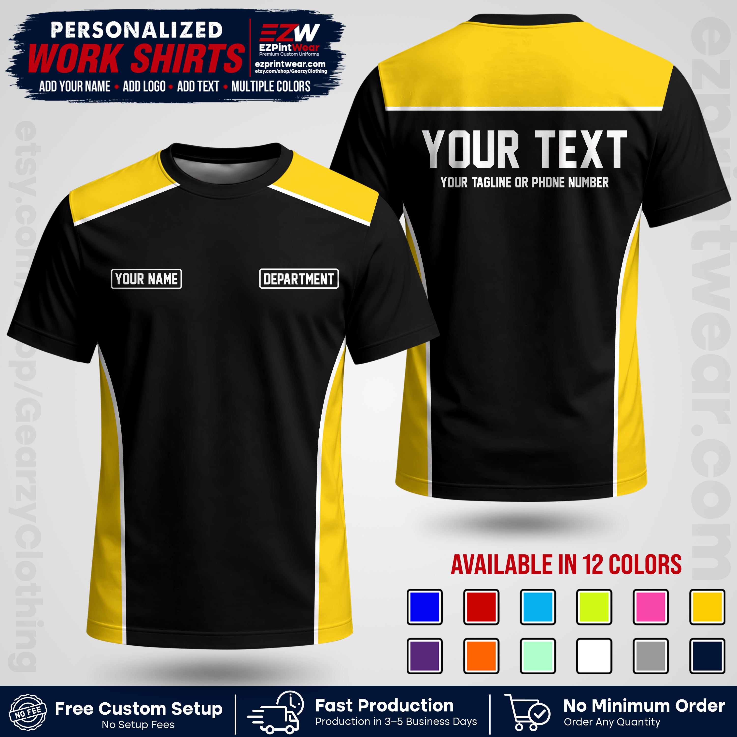 Custom All Over Print Work Uniform Shirt with Name, Logo & Text | Custom Hawaiian Shirt | Company Shirt | Employee Uniform UNF12