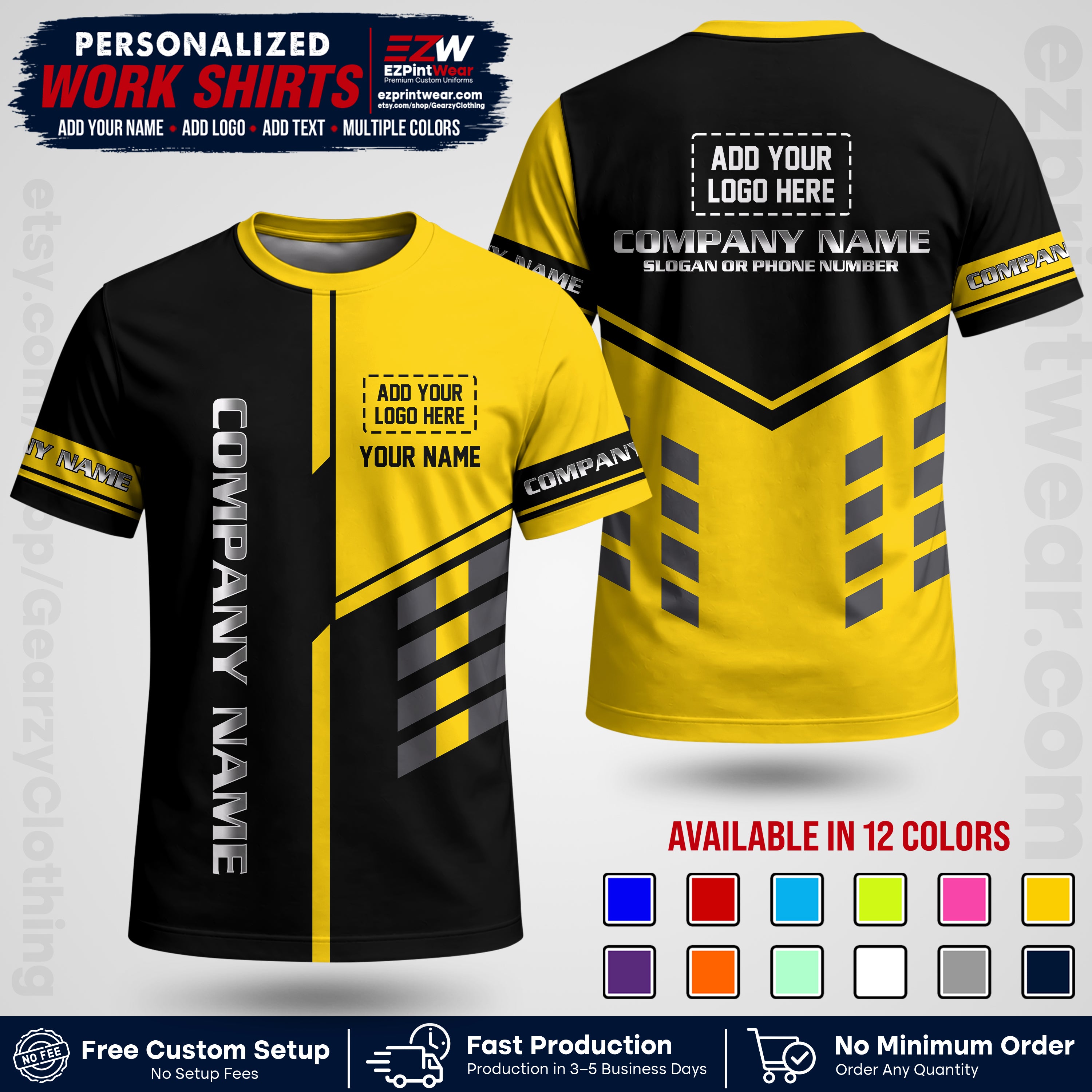 Custom All Over Print Work Uniform Shirt with Name, Logo & Text | Custom Hawaiian Shirt | Company Shirt | Employee Uniform UNF09