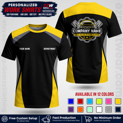 Custom Mechanic Work Shirt with Name, Logo & Text | Auto Shop Uniform | Workwear MCN 08