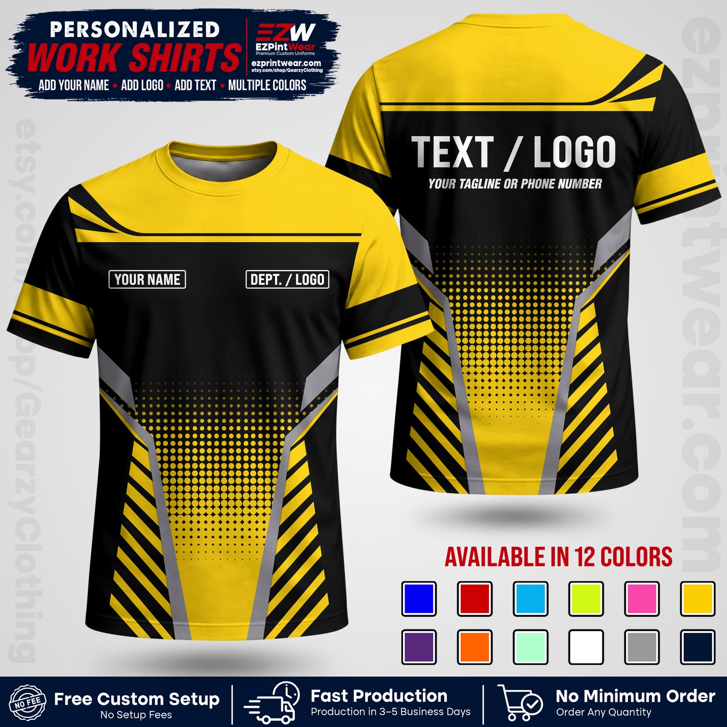 Custom All Over Print Work Uniform Shirt with Name, Logo & Text | Custom Hawaiian Shirt | Company Shirt | Employee Uniform UNF08