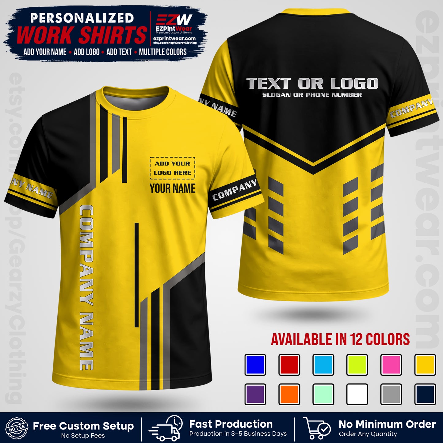 Custom All Over Print Work Uniform Shirt with Name, Logo & Text | Custom Hawaiian Shirt | Company Shirt | Employee Uniform UNF10