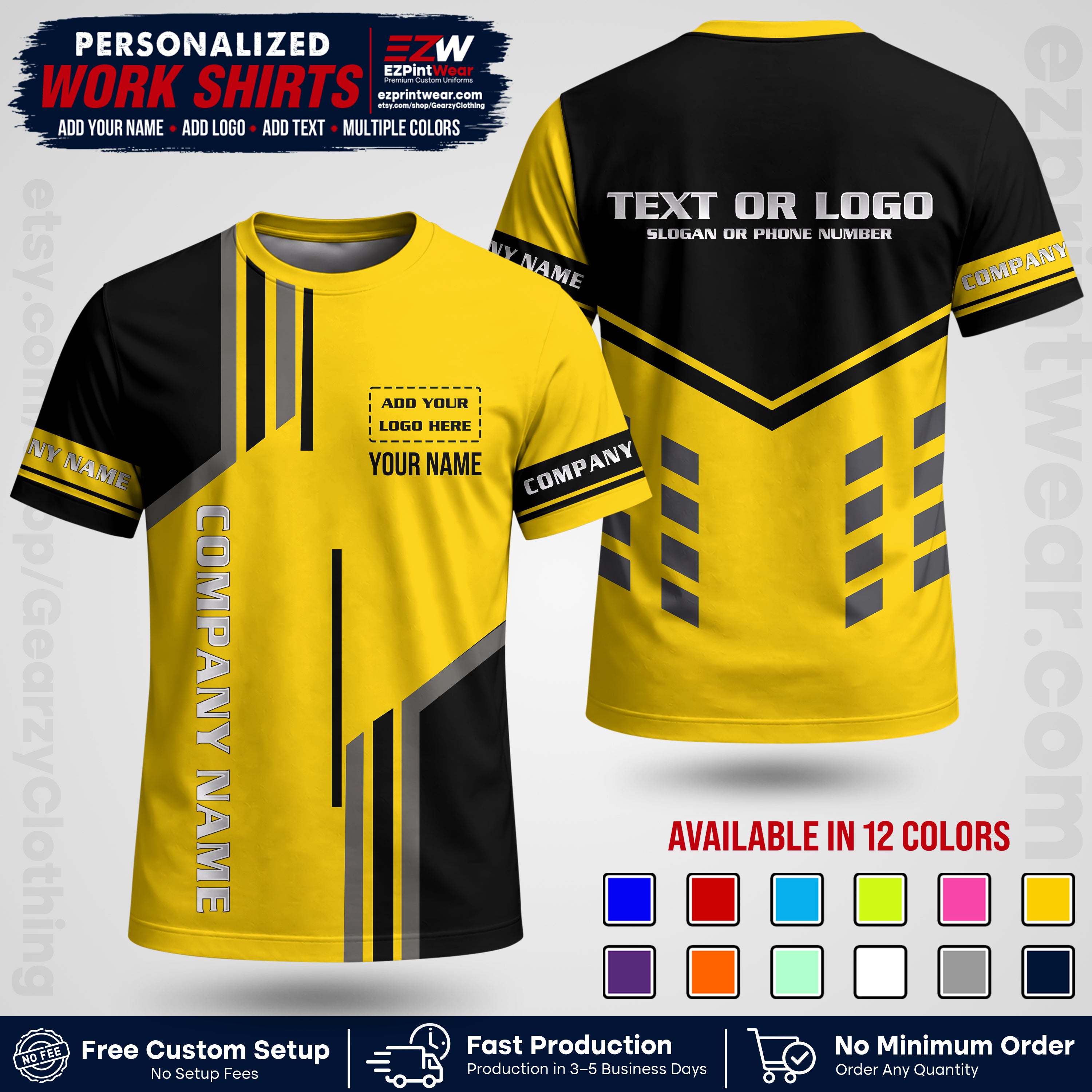 Custom All Over Print Work Uniform Shirt with Name, Logo & Text | Custom Hawaiian Shirt | Company Shirt | Employee Uniform UNF10