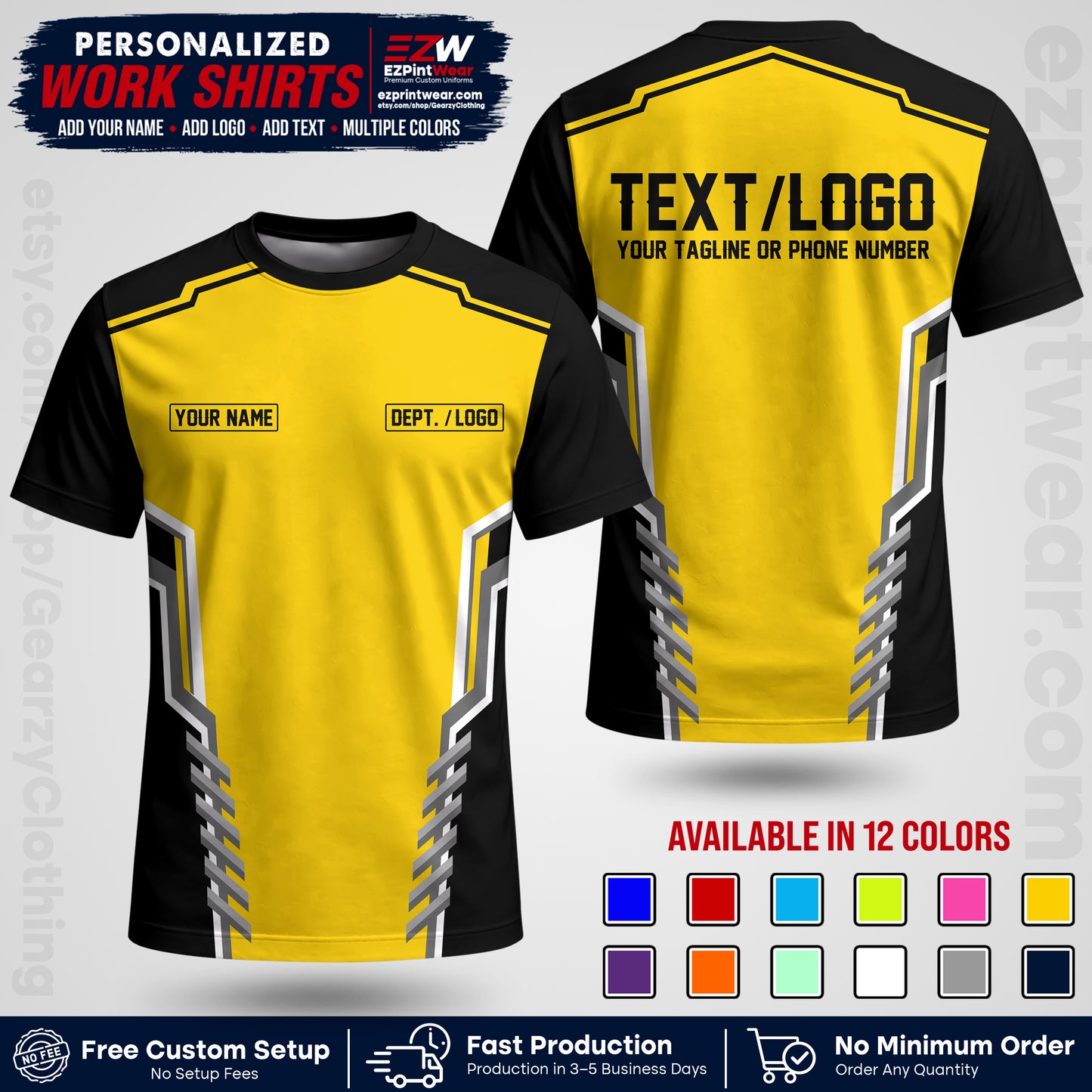 Custom All Over Print Work Uniform Shirt with Name, Logo & Text | Custom Hawaiian Shirt | Company Shirt | Employee Uniform UNF15