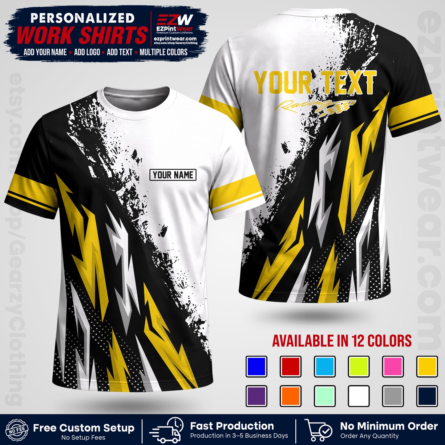 Custom Racing Shirt with Name, Logo & Text | Race Team Uniform | Crew Apparel RC08