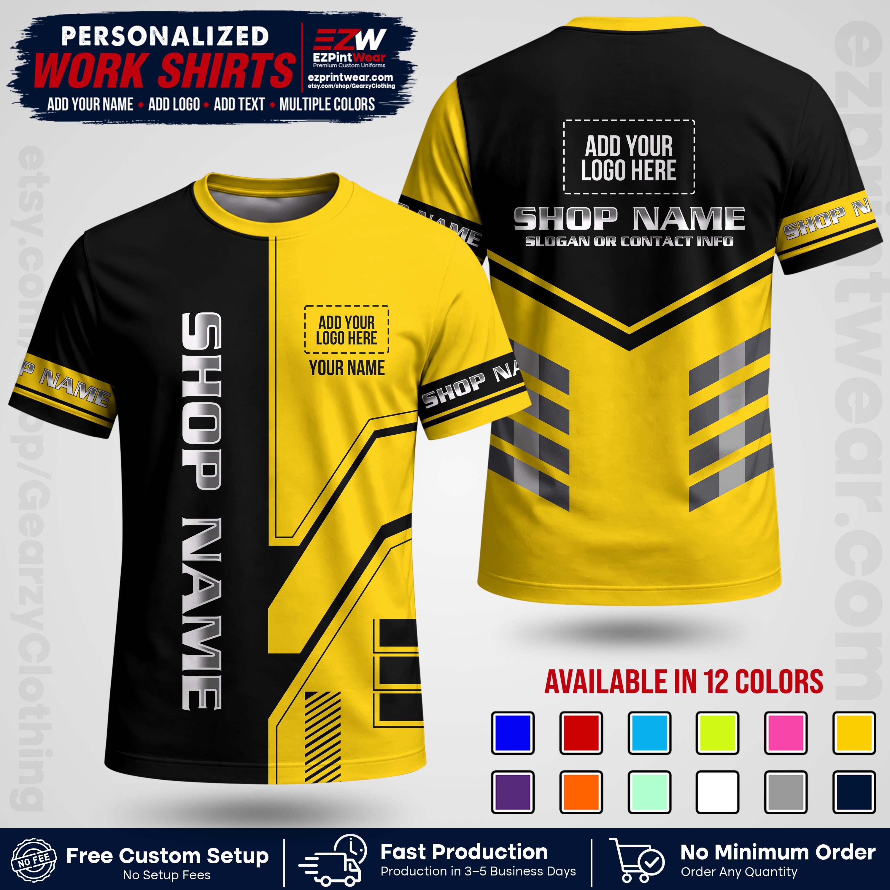 Custom All Over Print Work Uniform Shirt with Name, Logo & Text | Custom Hawaiian Shirt | Company Shirt | Employee Uniform UNF11