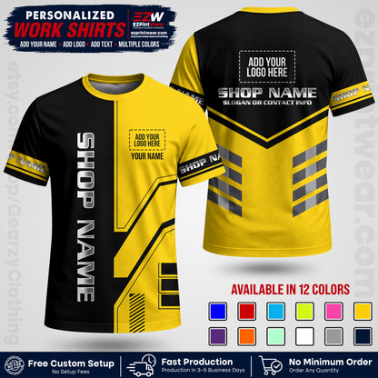 Custom All Over Print Work Uniform Shirt with Name, Logo & Text | Custom Hawaiian Shirt | Company Shirt | Employee Uniform UNF11