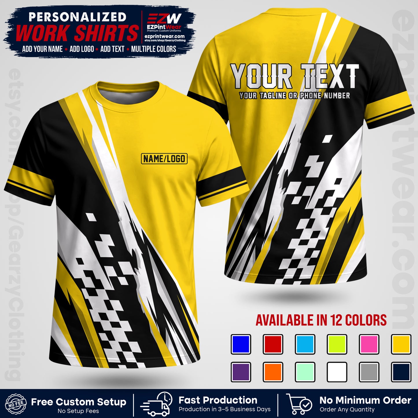 Custom Racing Shirt with Name, Logo & Text | Race Team Uniform | Crew Apparel RC04