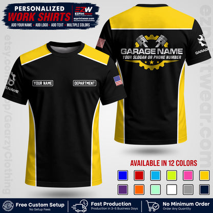 Custom Mechanic Work Shirt with Name, Logo & Text | Auto Shop Uniform | Workwear MCN 07