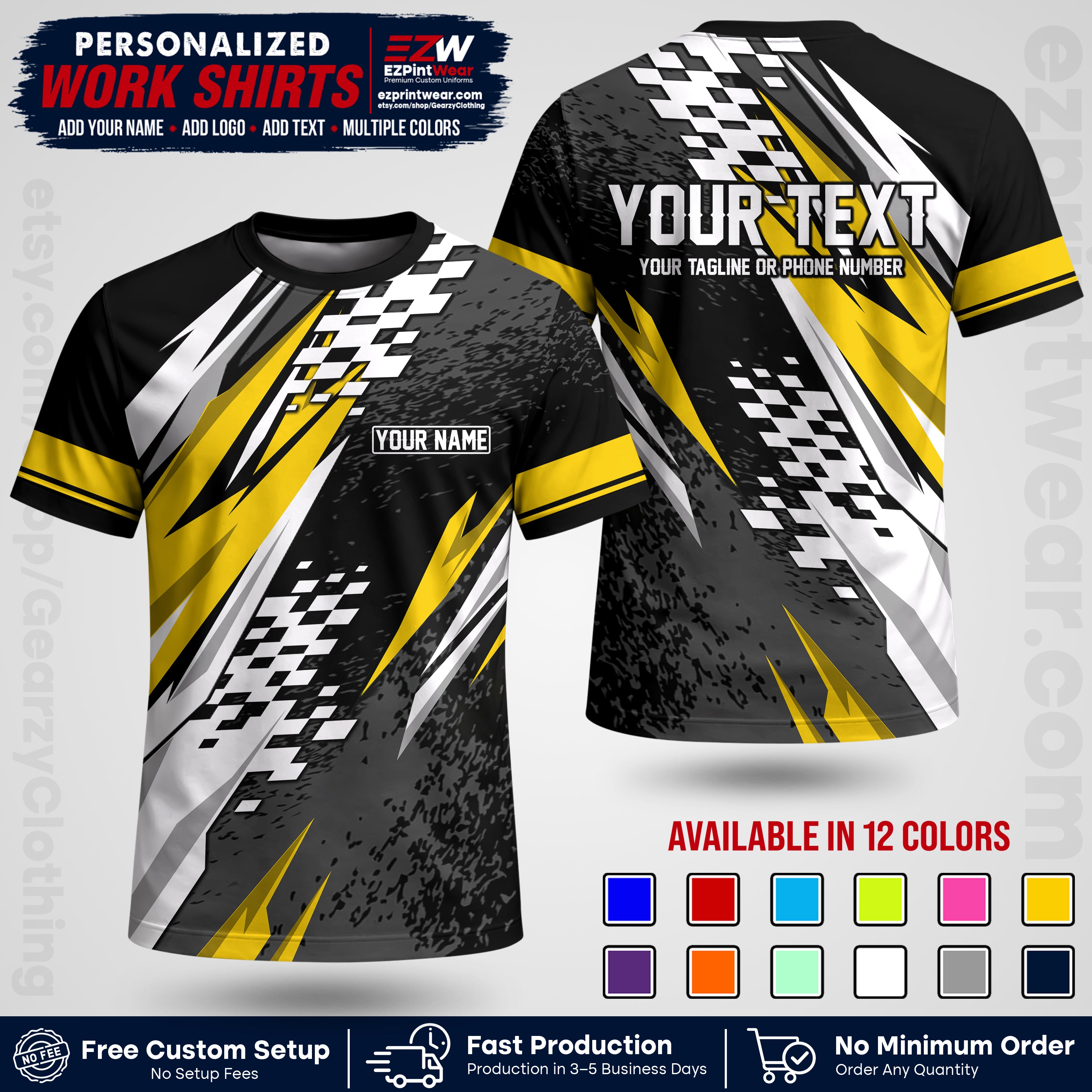 Custom Racing Shirt with Name, Logo & Text | Race Team Uniform | Crew Apparel RC03