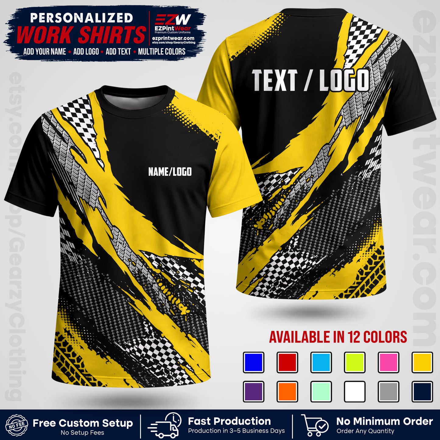 Custom Racing Shirt with Name, Logo & Text | Race Team Uniform | Crew Apparel RC05