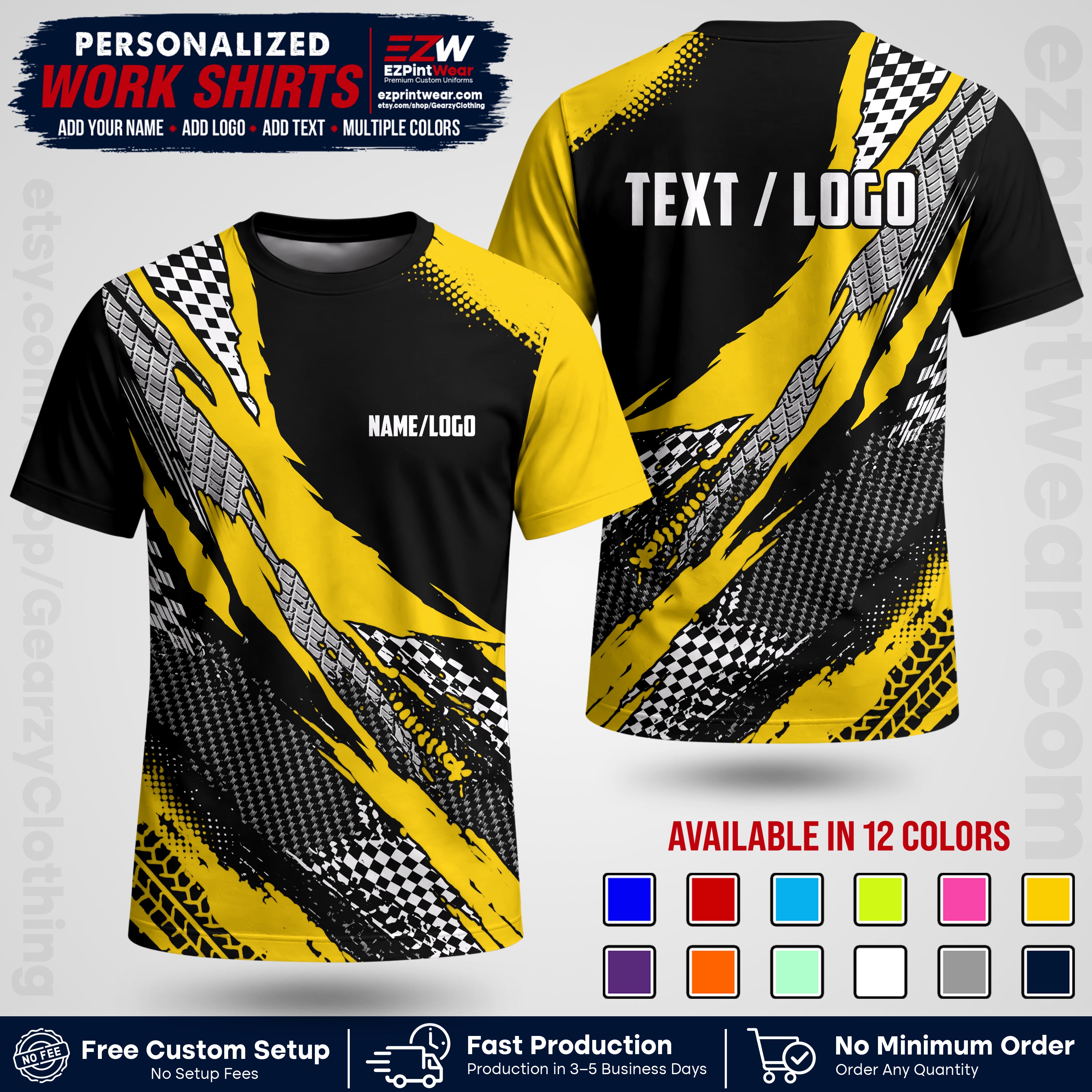 Custom Racing Shirt with Name, Logo & Text | Race Team Uniform | Crew Apparel RC05