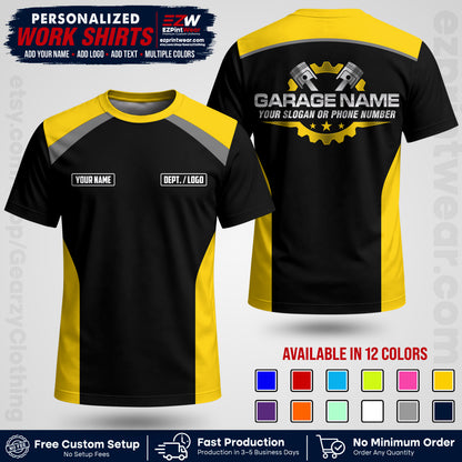 Custom Mechanic Work Shirt with Name, Logo & Text | Auto Shop Uniform | Workwear MCN 06