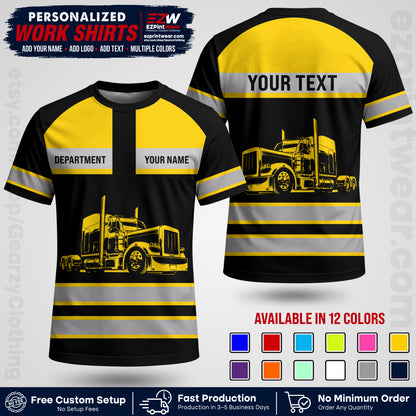 Personalized Truck Driver Workwear Uniform | Custom Safety Stripe Apparel | Non-Reflective Reflective Style Design TW02