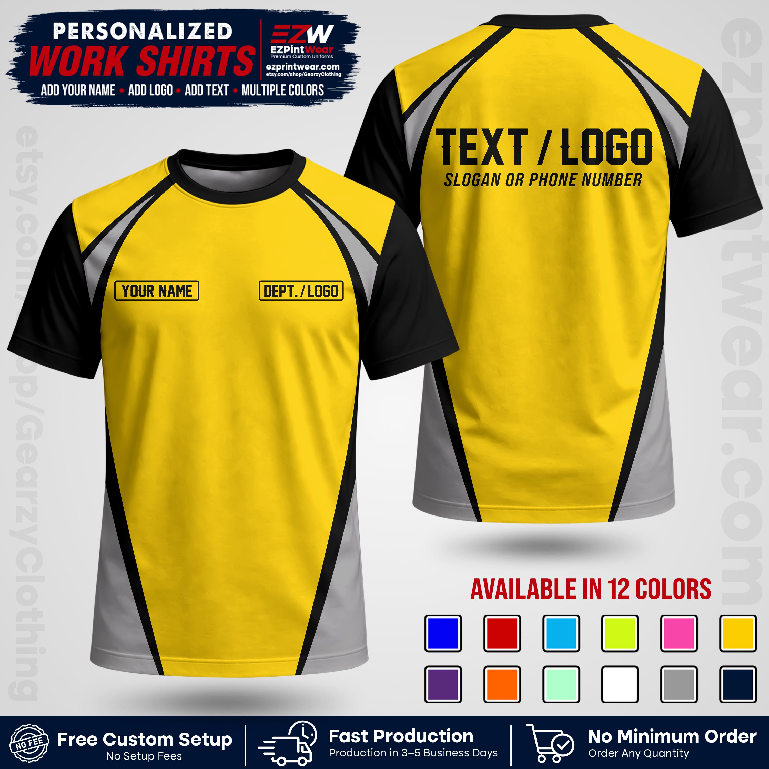 Custom All Over Print Work Uniform Shirt with Name, Logo & Text | Custom Hawaiian Shirt | Company Shirt | Employee Uniform UNF20