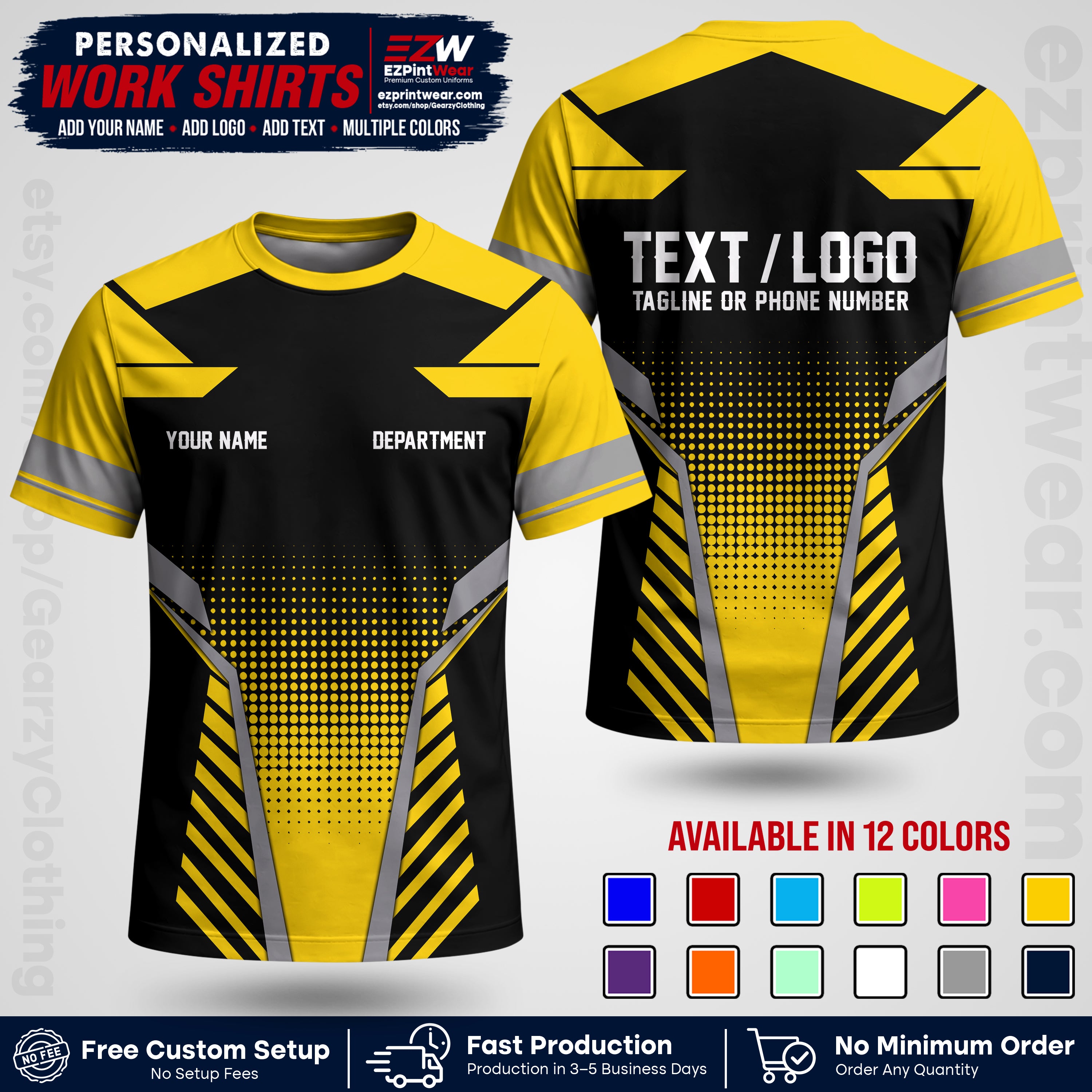 Custom All Over Print Work Uniform Shirt with Name, Logo & Text | Custom Hawaiian Shirt | Company Shirt | Employee Uniform UNF06