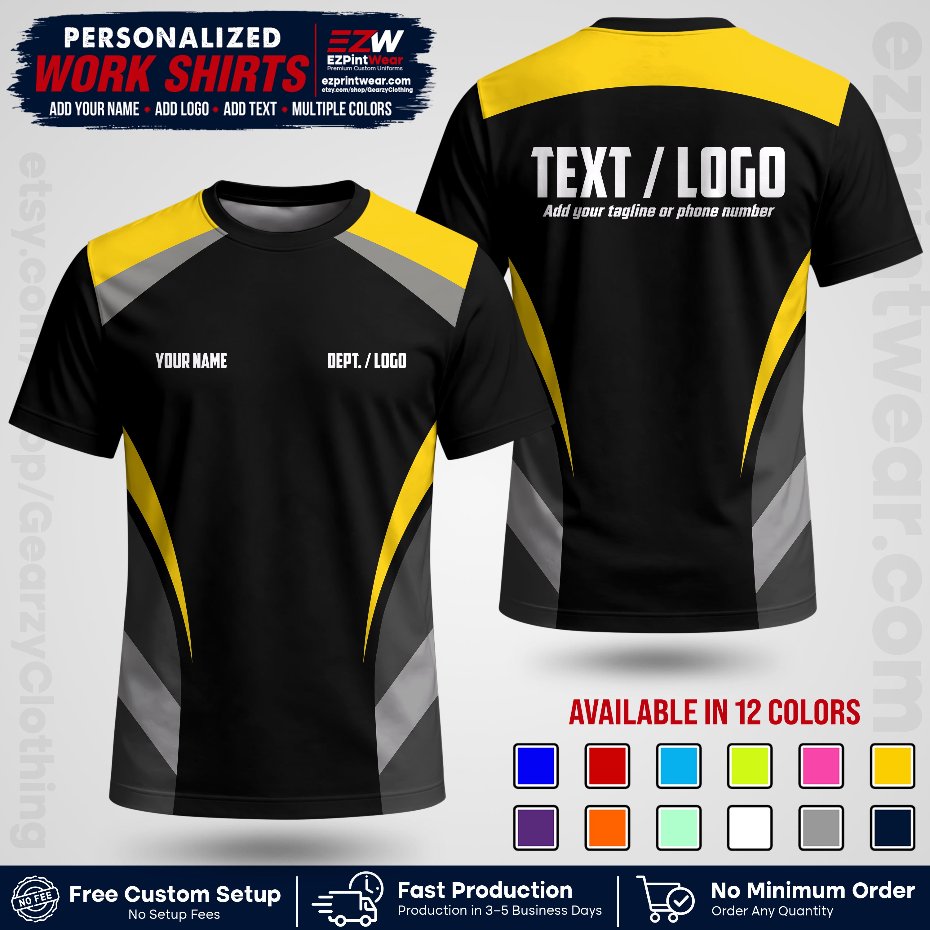 Custom All Over Print Work Uniform Shirt with Name, Logo & Text | Custom Hawaiian Shirt | Company Shirt | Employee Uniform UNF03